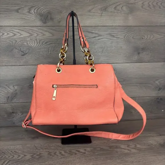 Michael Kors MK Satchel Hand Bag Shoulder Bag Peach Chain Cross Body Satchel - Picture 2 of 16